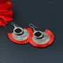 Women's Oxidized Earring with Mirror & Red Thread Party Wear., 2 image