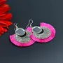 Women's Oxidized Earring with Mirror & Pink Thread Party Wear., 2 image
