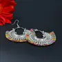 Women's Oxidized Crescent Moon Earring with Multicolour Thread Party Wear., 4 image