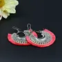 Women's Oxidized Crescent Moon Earring with Rouge Thread Party Wear., 2 image