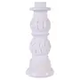 White Stone Carved Piller Shape Candle Stand (6cm x6cm x14cm)