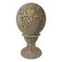 Stone Candle Holder Ball Shape 5 inch Carved
