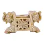 Soap Stone Carved 2 Elephant Face Candle Stand (10cm x4.5cm x5cm)
