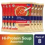 Saffola FITTIFY Hi Protein Instant Soup with Multigrain Crunchies - Spanish Tomato & French Mushroom Garlic(Pack of 8), 2 image