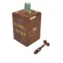 Brown Wooden Piggy Bank with Face Health Massager, 4 image
