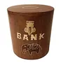 Wooden Coin Box Money Piggy Bank Oval Kids Decorative Handicraft Gift Item, 2 image