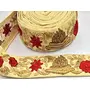 Light Gold and Red Design Border (2 Meters) for Dress Sarees Lehangass Blouses SuitsBags Decorations Borders Crafts, 2 image