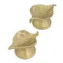 Handmade Indian Puja Brass Oil Lamp - Diya Lamp Leaf Shaped Design Set of 2 MN-Brass_Leaf_Diya_combo4, 3 image