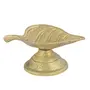 Handmade Indian Puja Brass Oil Lamp - Diya Lamp Leaf Shaped Design MN-Brass_Leaf_Diya, 2 image