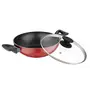 BERGNER Scarlett Forged Aluminium Non-Stick Kadhai with Glass Lid 24 cm 2.5 Liters Induction Base Maroon, 5 image
