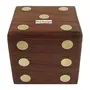 Handmade Indian Game Dice Box with 5 Dice Set - Wooden Toy Game - Brain Teaser, 5 image