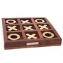 Noughts and Crosses Game Brass Wood Tic Tac Toe Toy Game for Kids Adults, 3 image