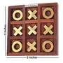 Noughts and Crosses Game Brass Wood Tic Tac Toe Toy Game for Kids Adults, 5 image