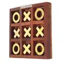 Noughts and Crosses Game Brass Wood Tic Tac Toe Toy Game for Kids Adults, 2 image