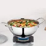 Stainless Steel Deep Kadhai with Lid Impact Bonded Tri-Ply Bottom 2.8 L Silver, 2 image