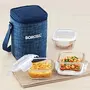 Indigo Glass Lunch Box Set of 3 320 ml Microwave Safe Office Tiifin, 2 image