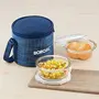 Indigo Glass Lunch Box Set of 2 400 ml Vertical Microwave Safe Office Tiifin, 2 image