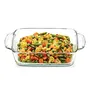 Borosil Oval Baking Dish 700 Ml Transparent & Square Dish With Handle 800Ml, 5 image