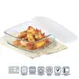 Borosil Oval Baking Dish 700 Ml Transparent & Square Dish With Lid Storage 1.6 Litres, 5 image