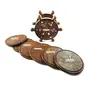 Wooden Coaster Set Designed in Ship Wheel (Brown 4 Inch), 4 image
