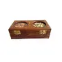 Wooden Dry Fruit Box with 2 Steel Bowls Wooden Antique Handcrafted Chapati Box, 5 image
