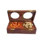 Wooden Dry Fruit Box with 2 Steel Bowls Wooden Antique Handcrafted Chapati Box, 6 image