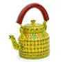 Hand Painted Steel Tea Kettle Yellow Glitzy, 2 image