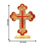 Brass 24 K Gold Plated with Stones Christian/God Jesus Cross Sign Car Dashboard (Red Standard Size), 2 image
