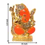 Brass 24 K Gold Plated with Stones Hindu God Shri Ganesh Car Dashboard Statue (Multicolour Standard Size), 2 image