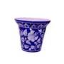 Decorative-Handcrafted and Painted Floral Planter Vase Pottery (Blue), 2 image