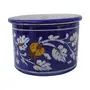 Indian Blue Art Pottery Ceramic Cotton Storage Box (9 cm x 9 cm x 7 cm Blue), 2 image