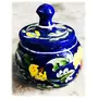 Handmade Lovely Sugar Jar in Blue Pottery, 2 image