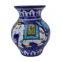 Indian Blue Art Pottery Ceramic Flower Vase (12.5 cm x 12.5 cm x 15 cm Blue), 3 image