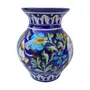 Indian Blue Art Pottery Ceramic Flower Vase (12.5 cm x 12.5 cm x 15 cm Blue), 4 image