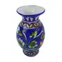 Indian Blue Art Pottery Ceramic Flower Vase (6 cm x 6 cm x 10 cm Blue IBAP05), 3 image