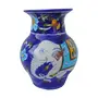 Indian Blue Art Pottery Ceramic Flower Vase (12.5 cm x 12.5 cm x 15 cm Blue IBAP02), 2 image