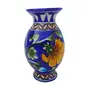 Indian Blue Art Pottery Ceramic Flower Vase (6 cm x 6 cm x 10 cm Blue IBAP05), 4 image