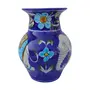 Indian Blue Art Pottery Ceramic Flower Vase (12.5 cm x 12.5 cm x 15 cm Blue IBAP02), 3 image