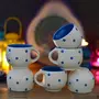Stylish Ceramic Handcrafted Black Pari Dot Printed Microwave Safe Tea Cup/Coffee Cup Set Ideal Best Gift for Friends Family Home Office use Kitchen Cup Set (Set of 6 130 ML) (WHITE BLUE DOT(7)), 3 image