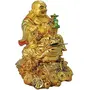 Resin Laughing Buddha with Money Frog on Bed of Wealth Standard Gold 1 Piece, 4 image
