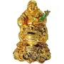 Resin Laughing Buddha with Money Frog on Bed of Wealth Standard Gold 1 Piece, 2 image