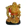 Standing Laughing Buddha with Coin Chain for Good Luck Success Golden Color 17 cm Set of 1 Piece, 3 image