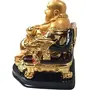 Laughing Buddha Sitting On Chair Ingot and Money Coin for Health Wealth and Happiness (Big Size 13 cm) Golden, 3 image