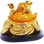 Polyresin Laughing Buddha Showpiece with 5 Children for Health Wealth and Happiness (14 cm Golden), 3 image