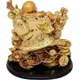Gold Laughing Buddha Sitting On Dragon for Vastu Decorative Showpiece and Blessing Good Luck and Gift, 2 image