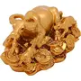 Wish Fulfilling Cow with Calf On Lucky Coins (Small) in Golden Colour Wealth Cow Showpiece - 5 cm, 3 image