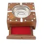 Brown Wooden Ash Tray with Cigarette Drawer, 5 image