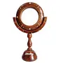 Vintage Hand Carved Wooden Table Top Round Portable Makeup Mirror with Stand, 2 image
