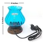 Wooden & Iron Hand Carved Colored Electric Chimney Lamp Design Sky Blue, 4 image