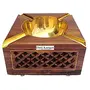 Wooden Antique Ashtray with Brass Inlay and Jaali Work, 3 image